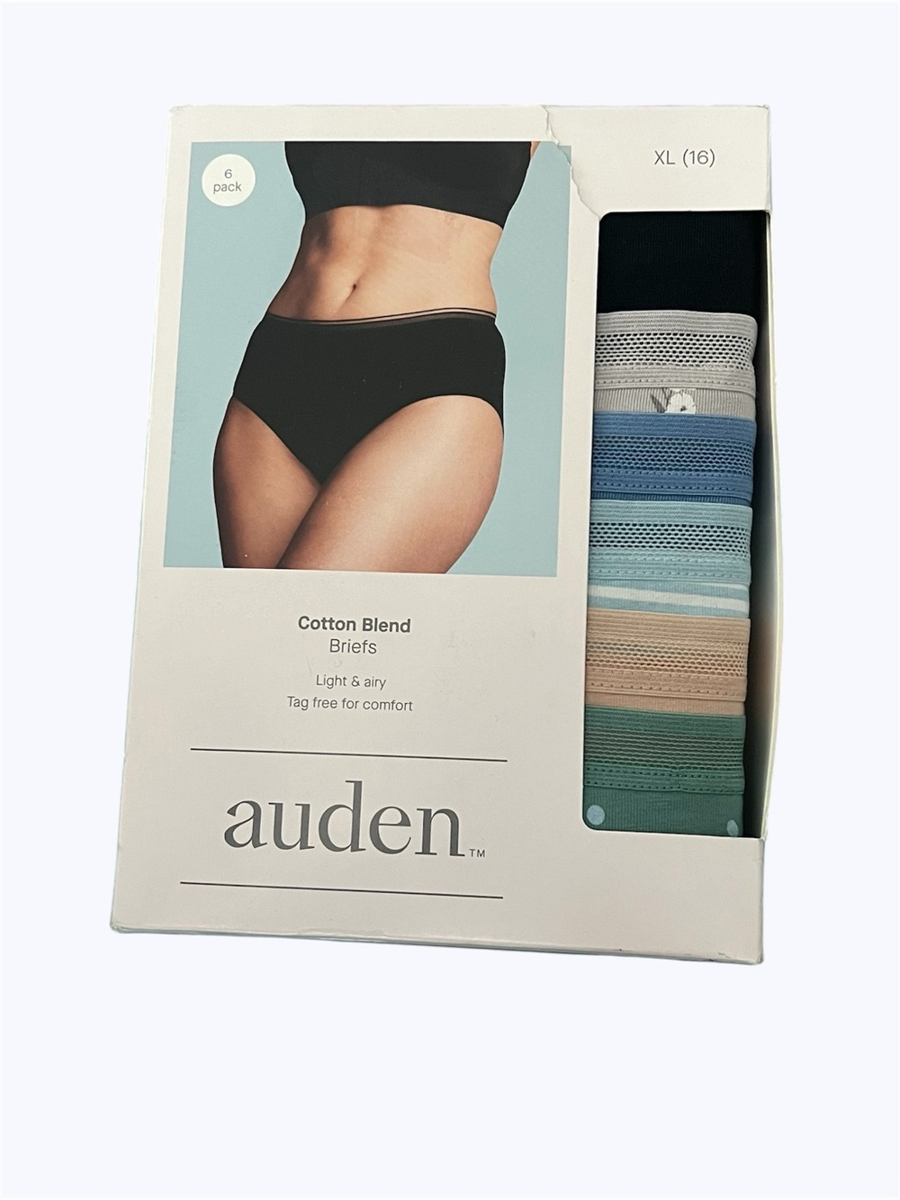 Auden Women’s Cotton Blend Briefs 6-Pack Light & Airy Tag Free Panties Siz XL 16 - Picture 4 of 4